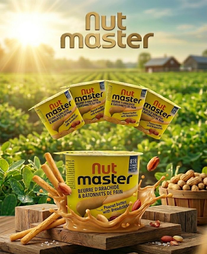 Nut Master peanut butter with breadsticks